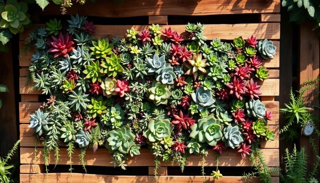 backyard succulent wall