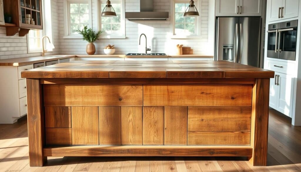 reclaimed wood kitchen island
