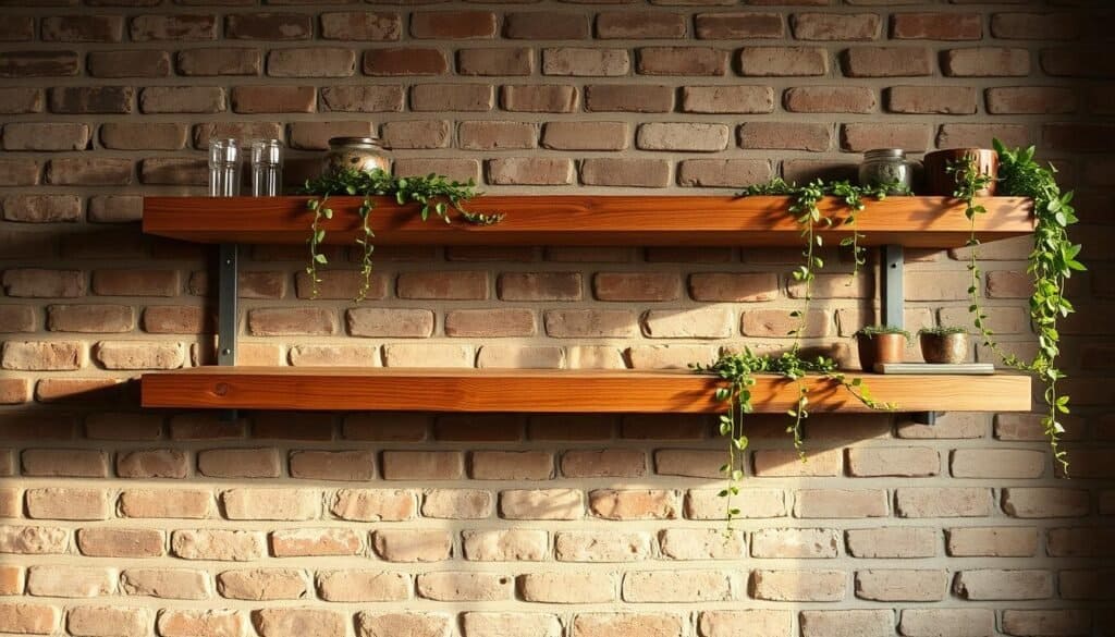 rustic floating shelves