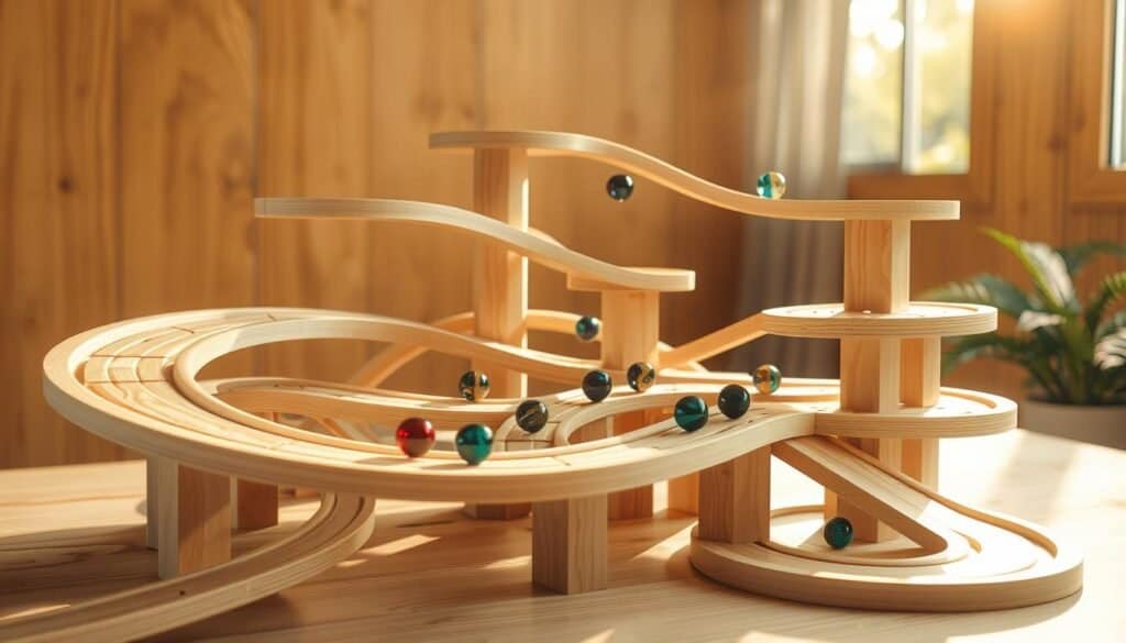 wooden marble run