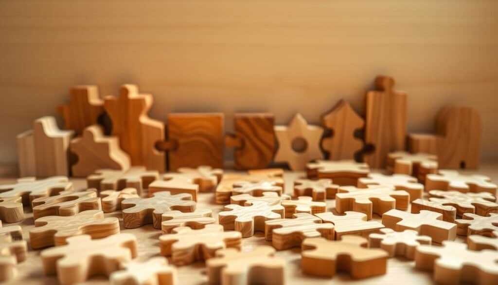 wooden puzzle pieces