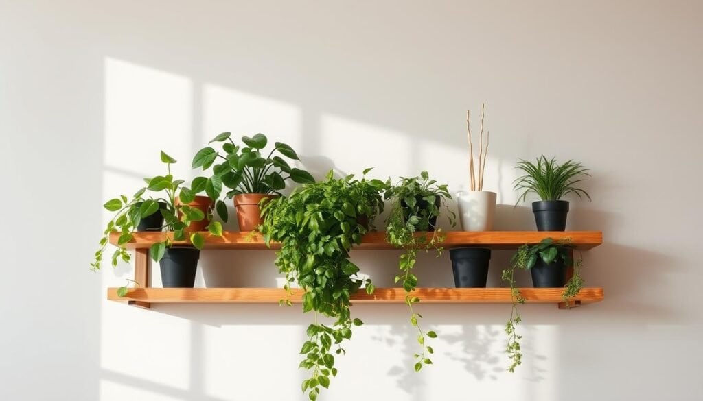 DIY wood plant shelf