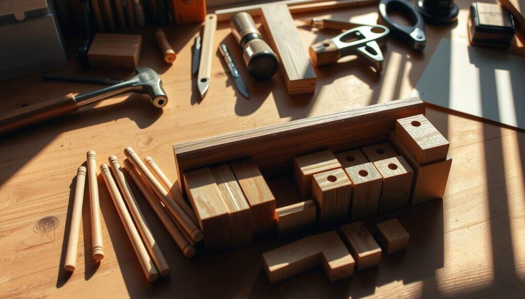 DIY wooden desk organizer tools