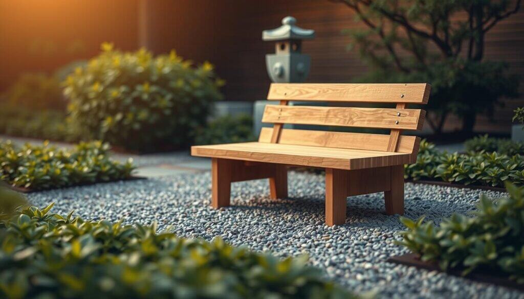 Japanese-inspired minimalist garden bench