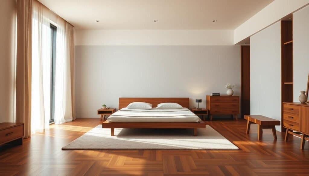 Minimalist Bedroom with Wood Accents