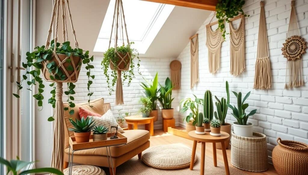 boho living room corner decor