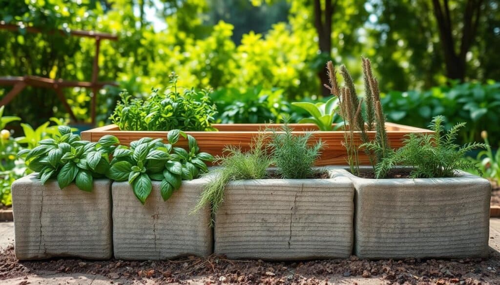 concrete block herb garden