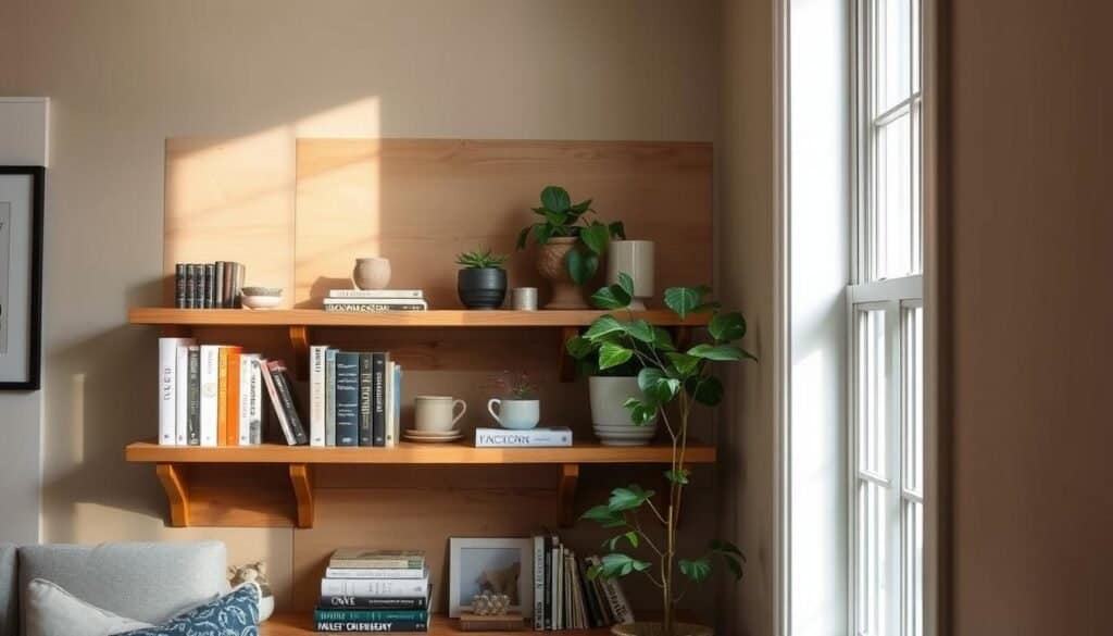 corner wooden shelving