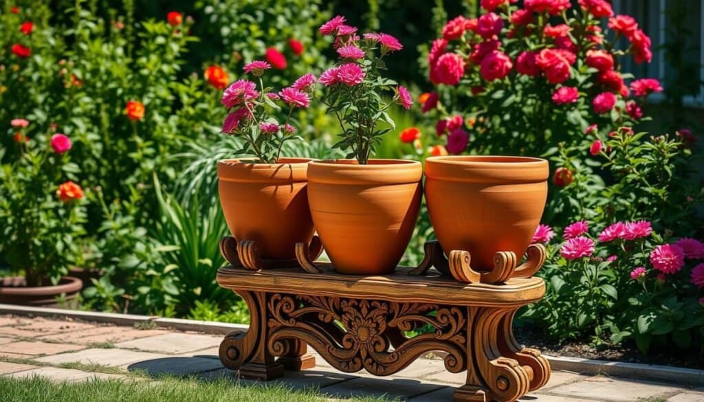decorative wooden flower stand
