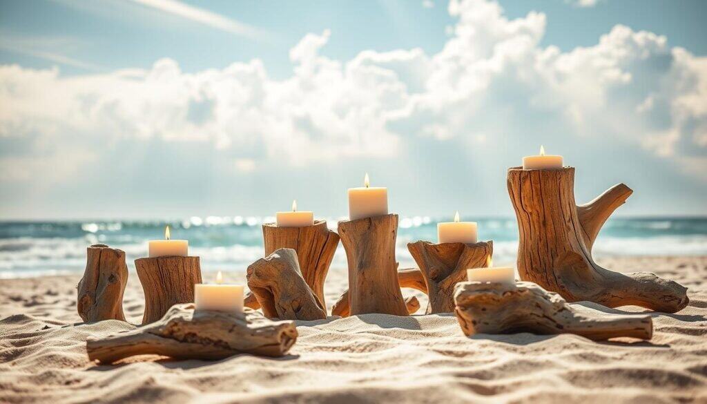 driftwood candle holders