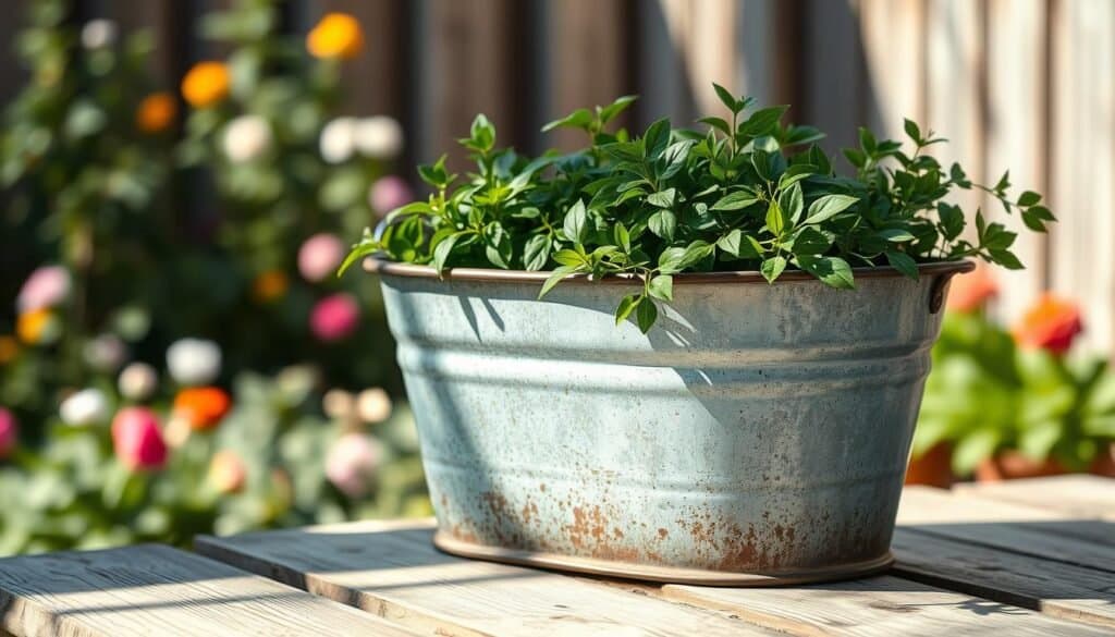 galvanized metal tub planter