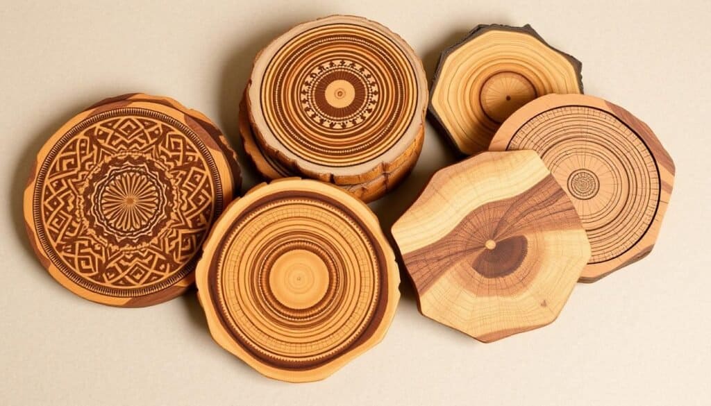 handcrafted wooden coasters and trivets
