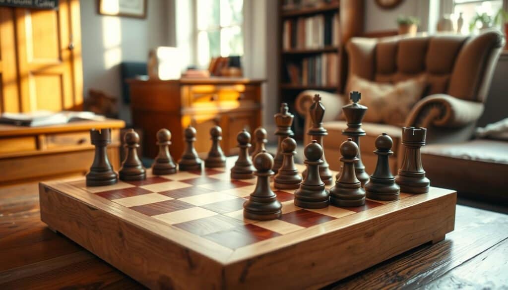 handmade wooden chess set