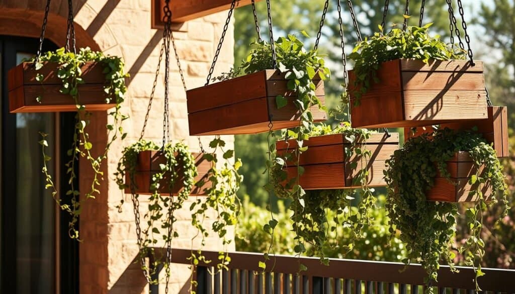 hanging wooden planter boxes