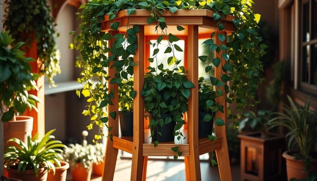 hexagonal multi-level indoor-outdoor plant stand