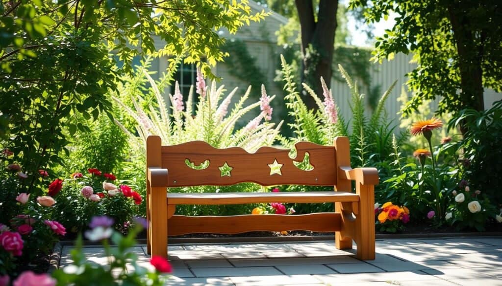 kid-friendly backyard bench