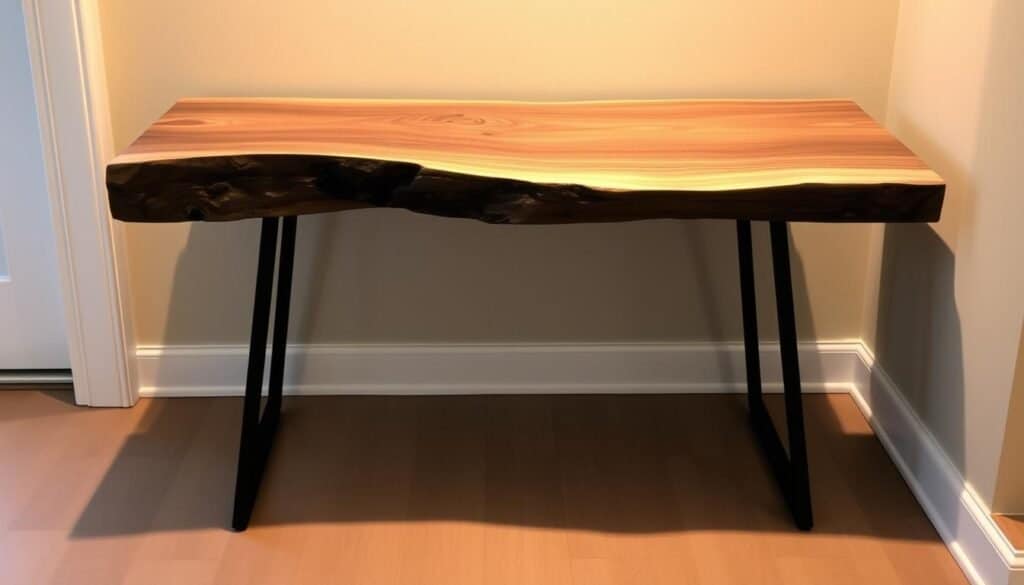 live-edge wood slab entryway table