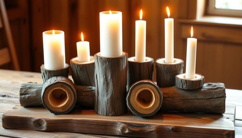 log candle holders