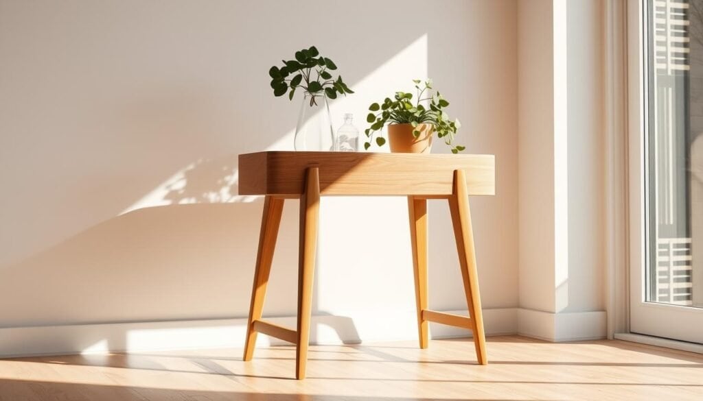 mid-century inspired wooden plant stand