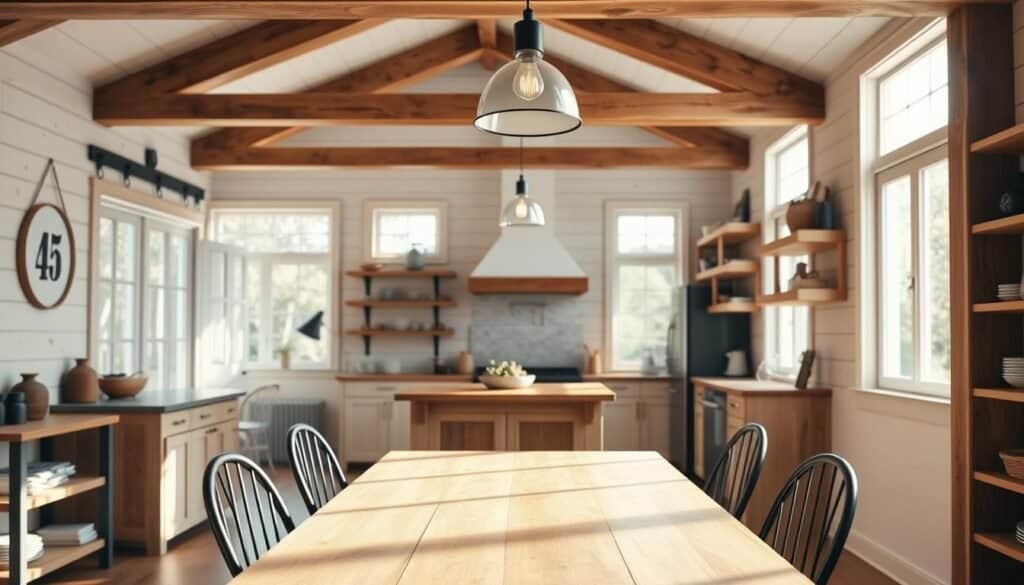 modern farmhouse wooden accents