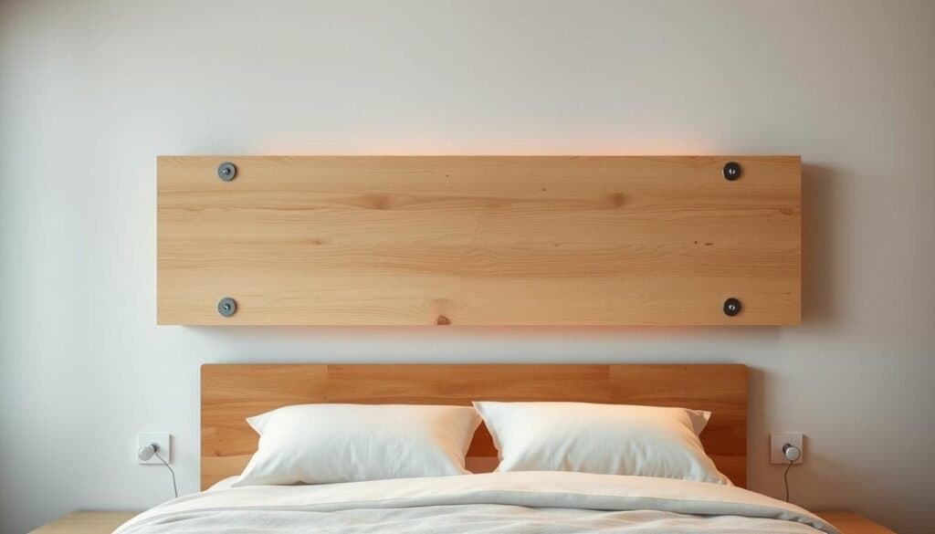 modern floating wood headboard