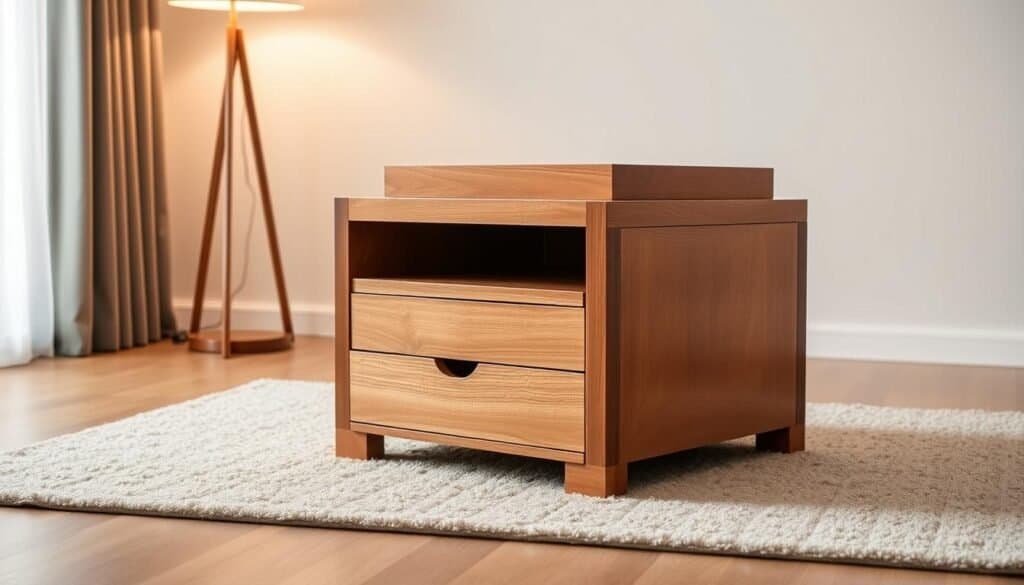 multi-functional wooden cube coffee table