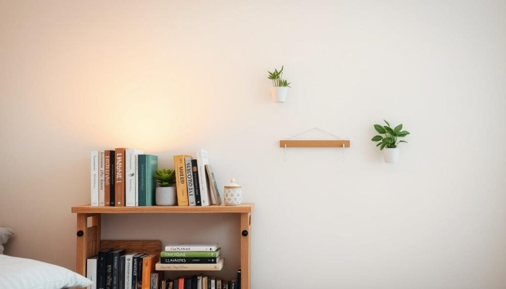 multi-tiered bedside bookshelf