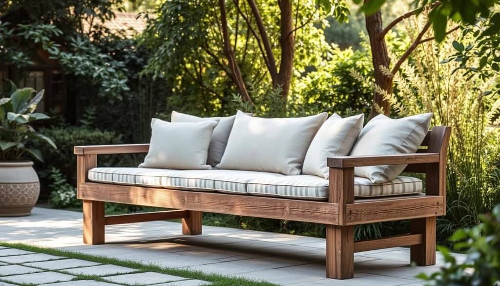 outdoor sofa bench with comfortable cushioning