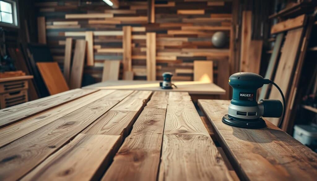 preparing reclaimed wood for wood wall design