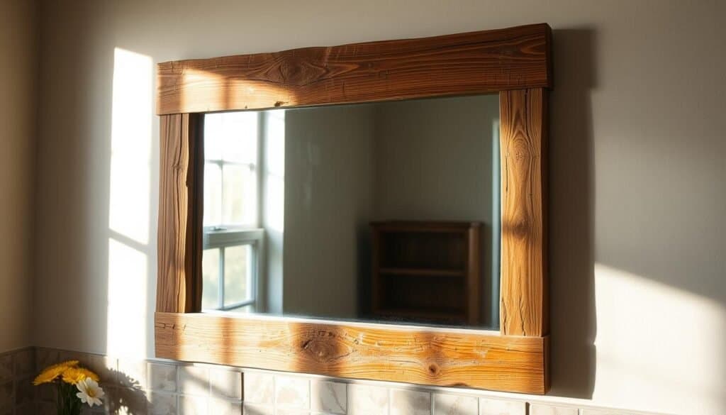 reclaimed barn wood mirror frame