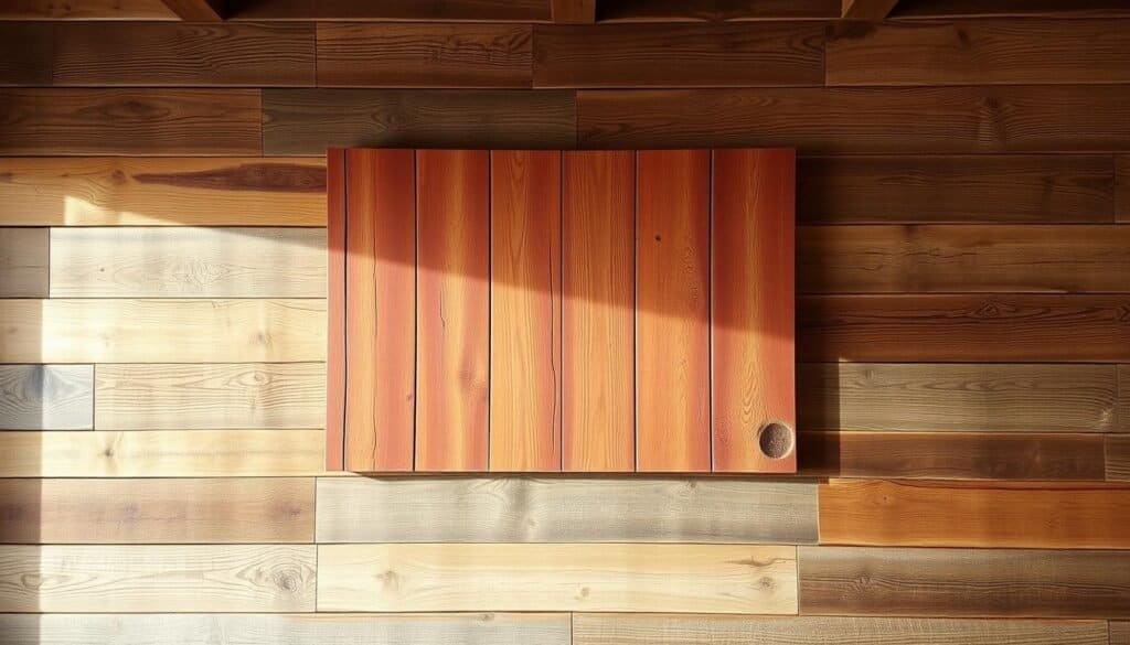 reclaimed barn wood statement wall