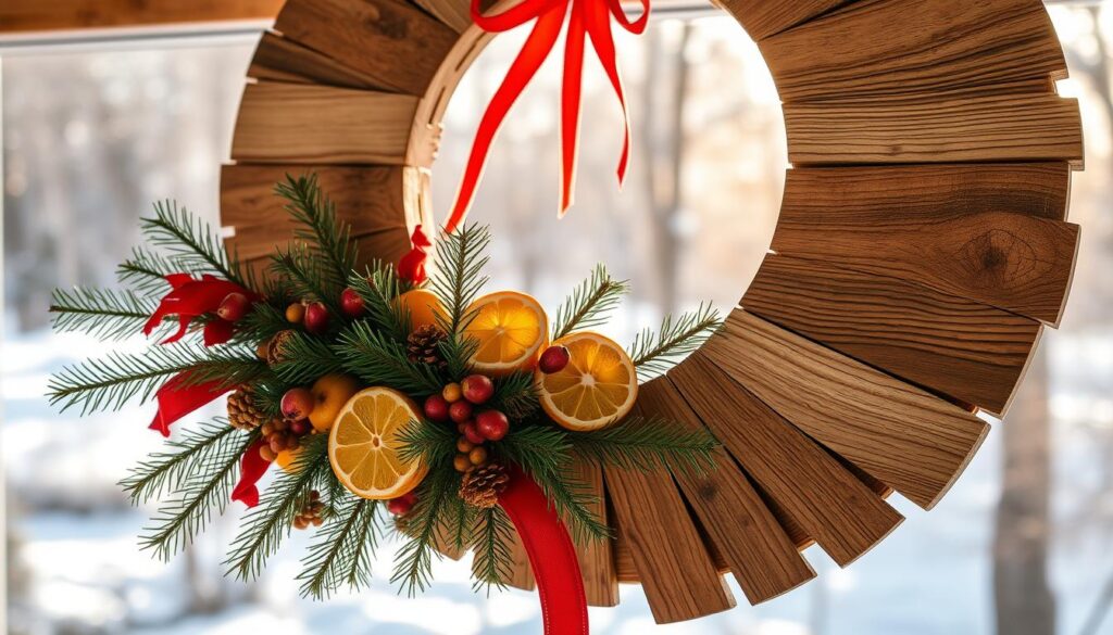reclaimed wood holiday wreath