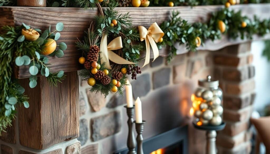 reclaimed wood mantel decorations