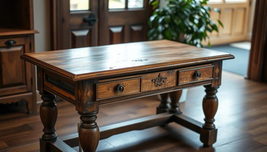 repurposed antique wooden desk