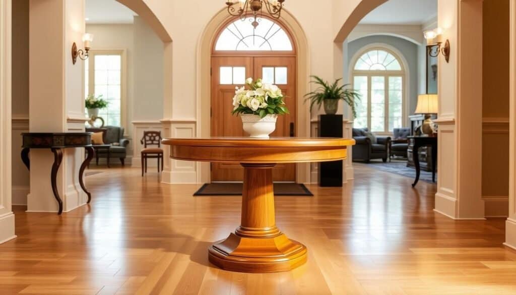 round pedestal entry table