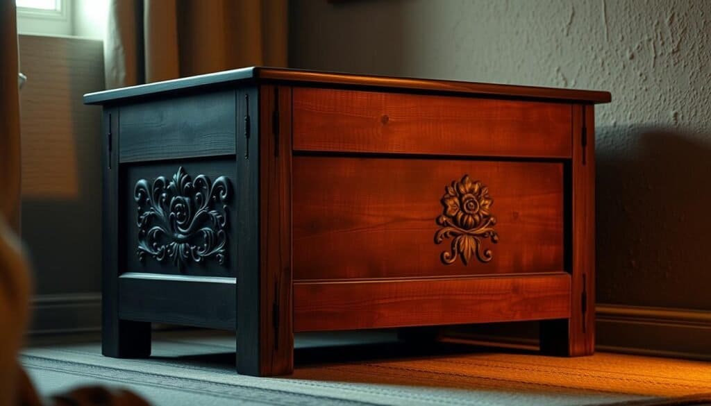 rustic blanket chest with decorative elements
