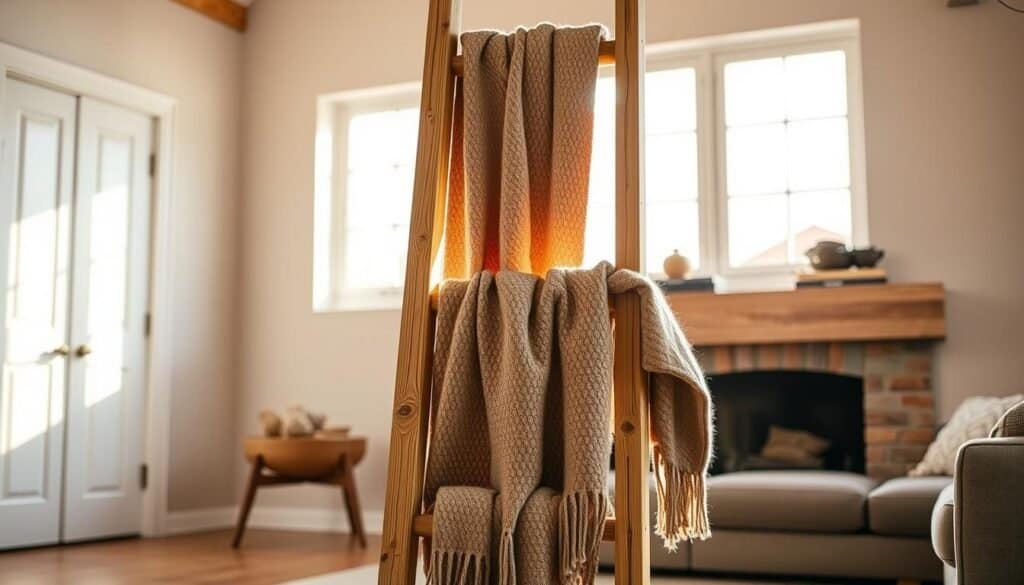 rustic blanket ladder diy