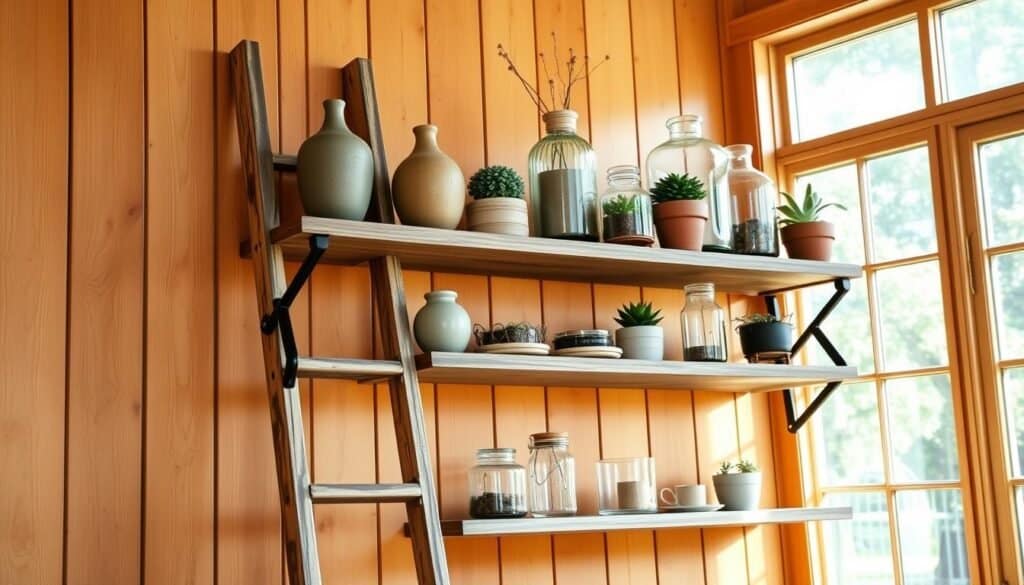 rustic ladder shelf