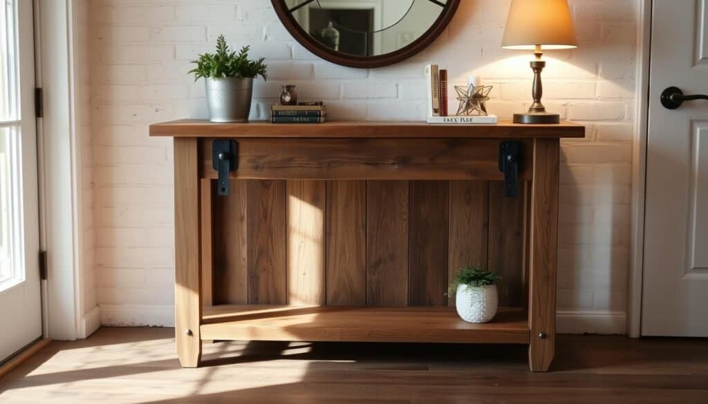 rustic reclaimed wood console