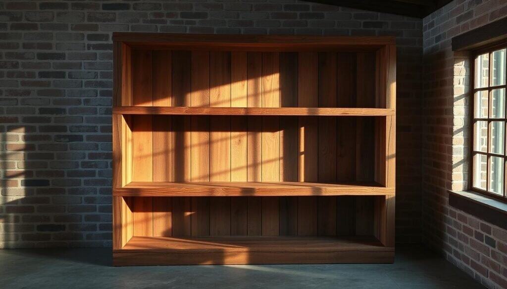 rustic reclaimed wood shelving