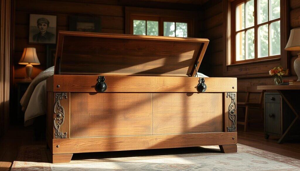 rustic wood storage chest