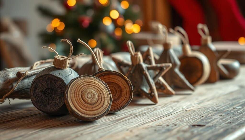 rustic wooden Christmas tree ornaments