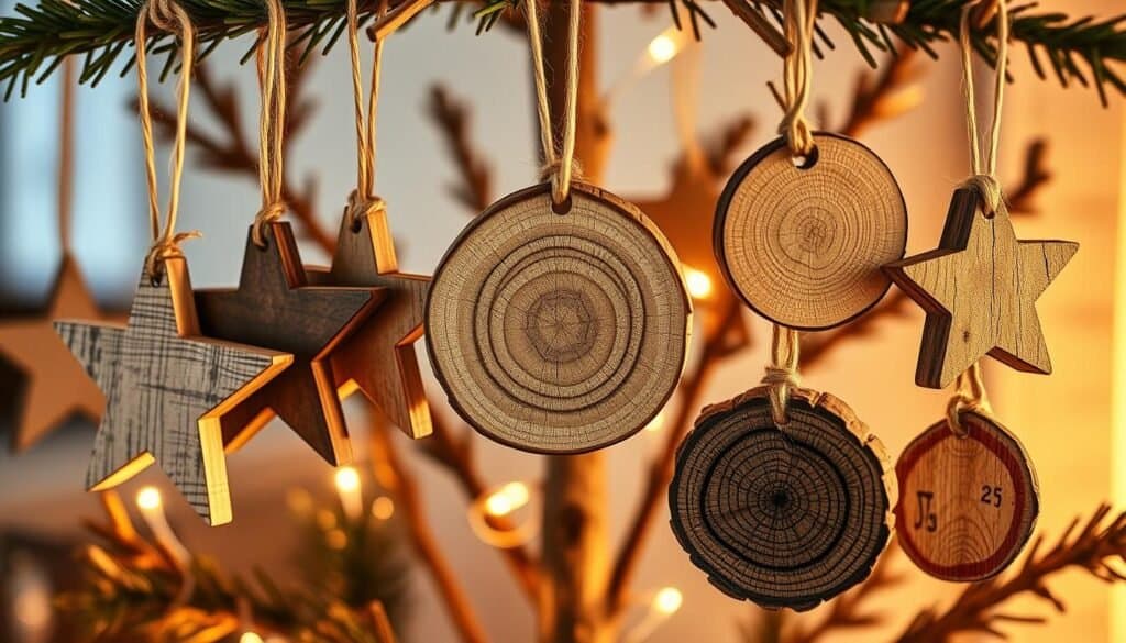 rustic wooden Christmas tree ornaments