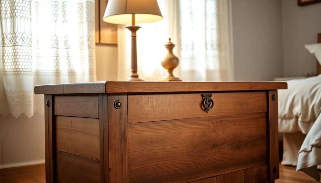rustic wooden blanket chest