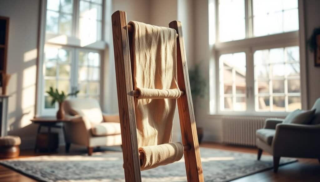 rustic wooden blanket ladders