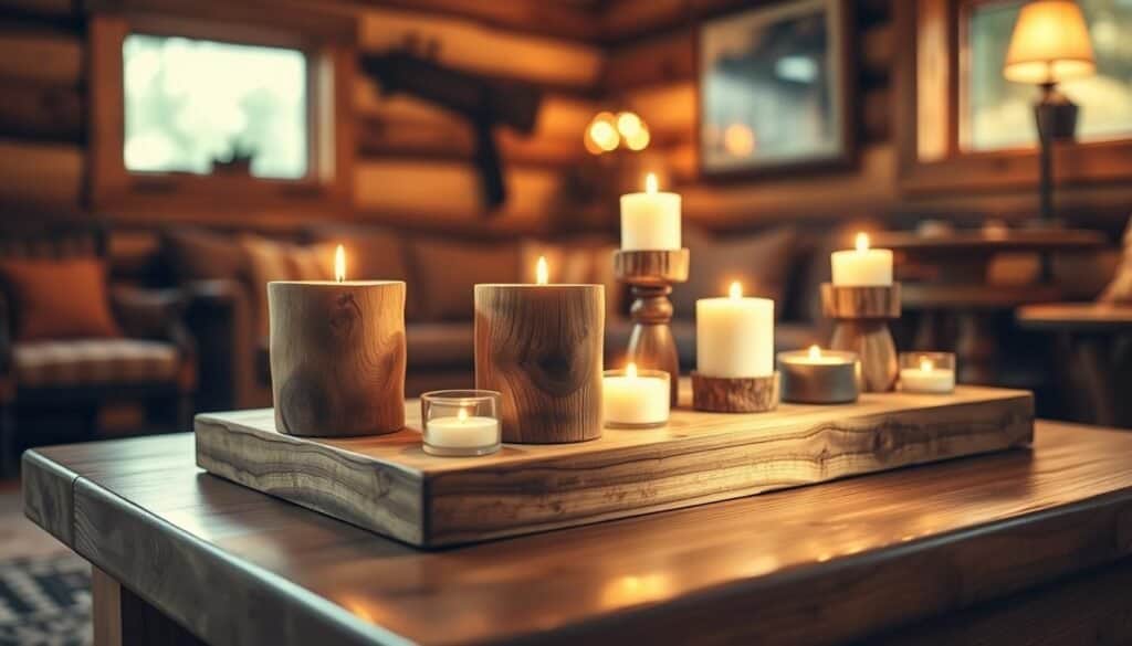 rustic wooden candle holder sets