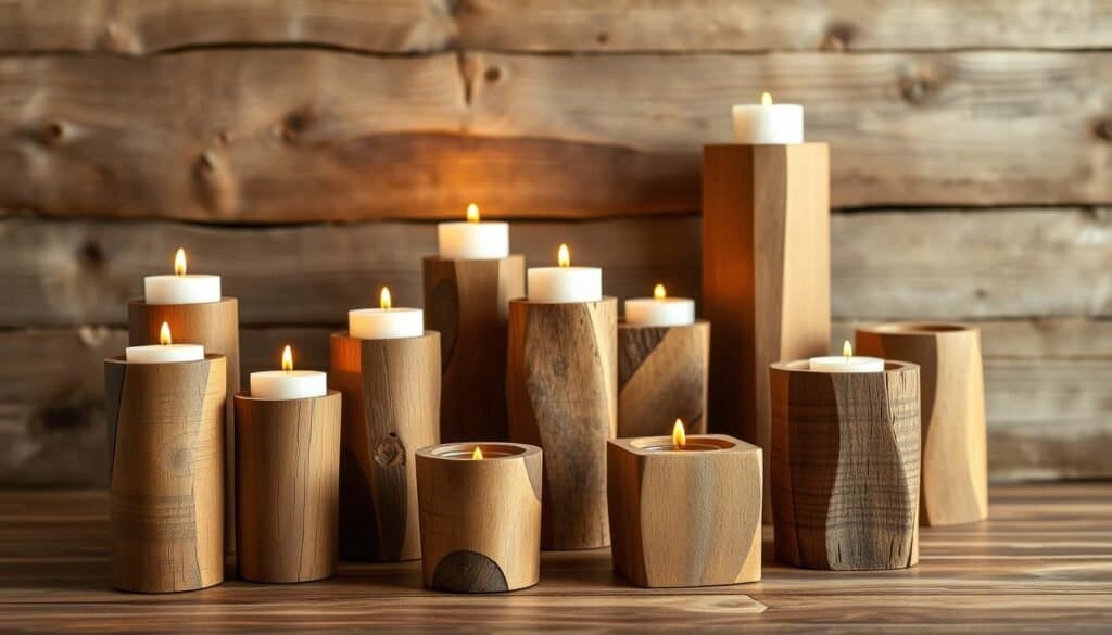 rustic wooden candle holder sets for gifts