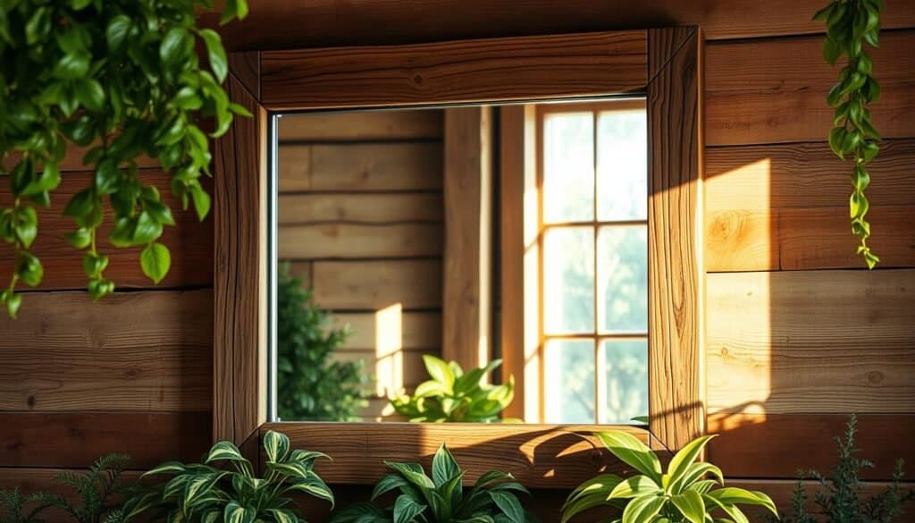 rustic wooden mirror frame