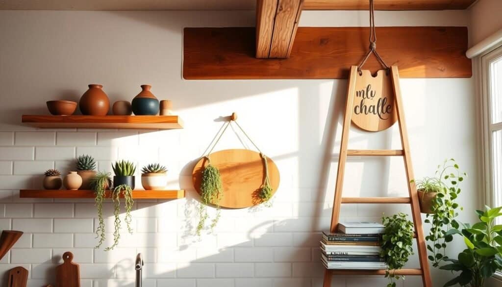 small kitchen wall decor ideas using wood