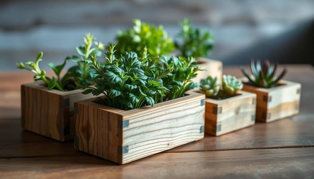 small wooden planters